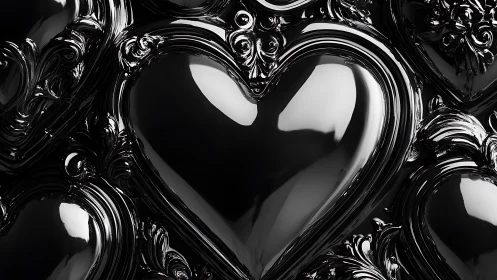 Sculptural Heart Form Within Ornamental Baroque Framing.