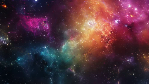 Multispectral nebula field with high-density star cluster gradients