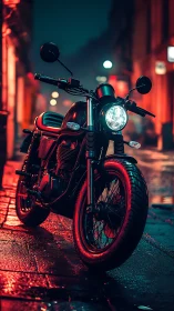 Midnight street racer hums beneath neon-drenched rain