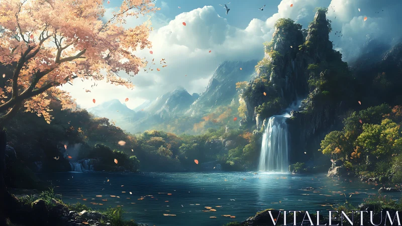 Whispering waterfall stitches sky and forest into quiet magic