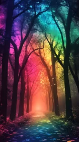 Rainbow Forest Portal Glows With Mystical Light