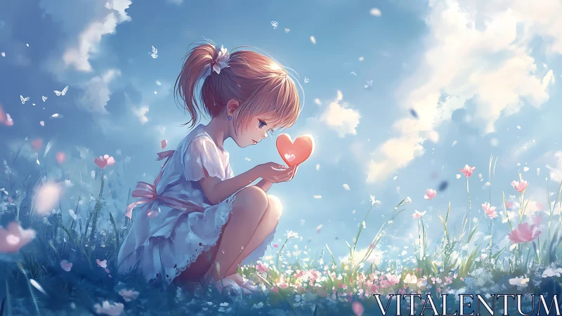 Gentle morning daydream with a glowing heart in hand.