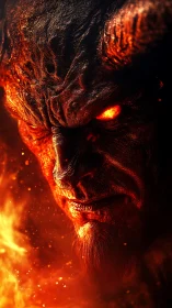 Infernal gaze carves molten shadows across a demon&rsquo;s face