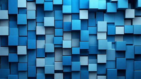 Blue 3D Cubes Abstract Geometric Pattern in Modern Style.