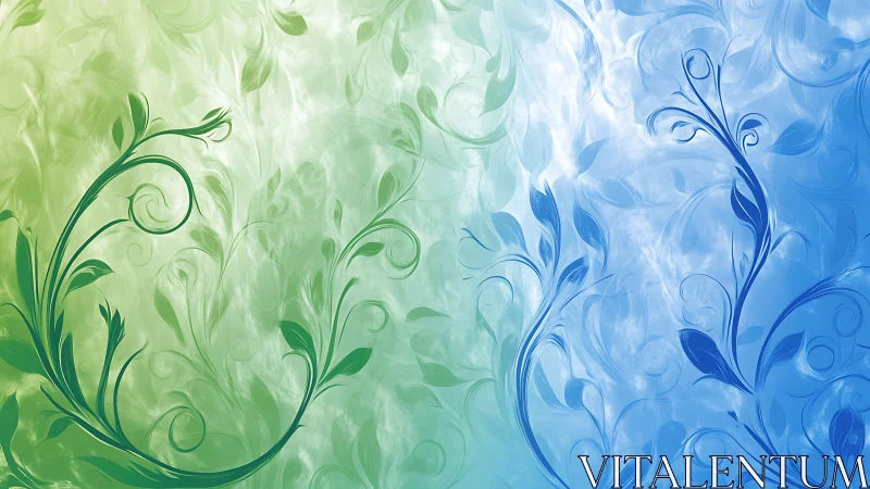 Dual-toned abstract foliage curls merge in soft gradient field