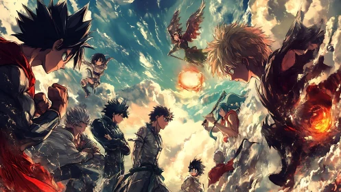 Sky-clashing anime heroes ignite a storm of rival suns.