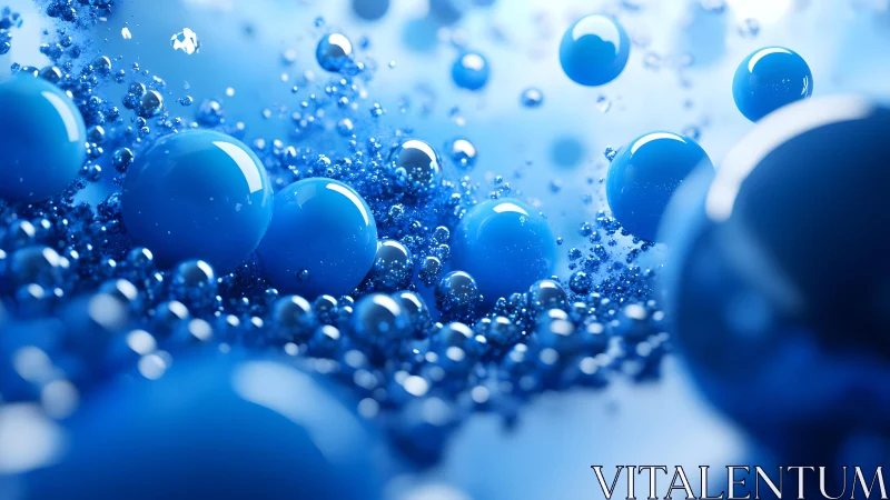 Dreamy blue bubbles drifting through a soft liquid sky.
