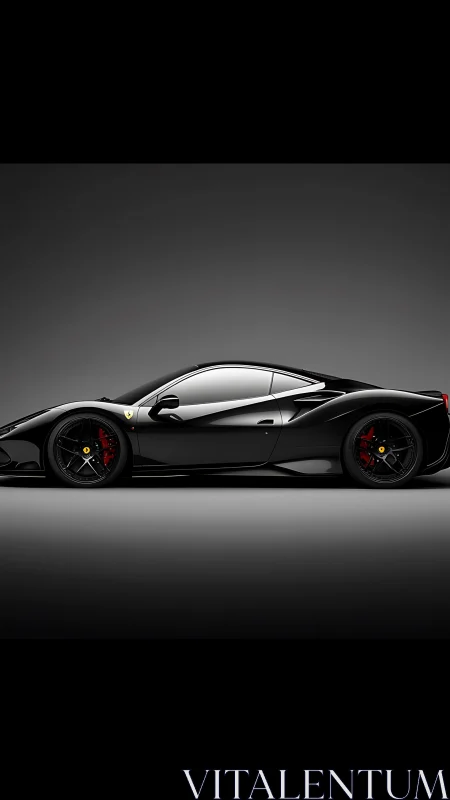 Black supercar profile glows against a dramatic studio void