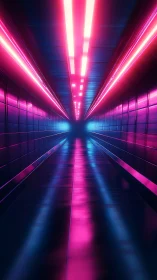 Neon tunnel corridor glows with intense futuristic light