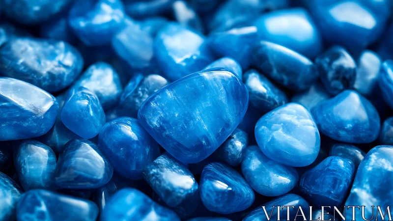 Vibrant polished blue gemstones in glossy close-up view.