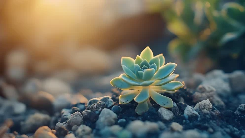 Soft morning light embracing a hopeful little succulent.