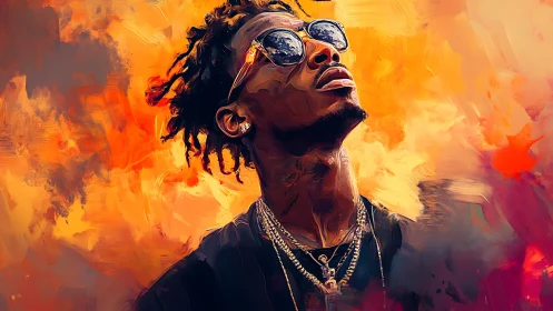 Radiant portrait of a cool dreamer in glowing sunset hues.