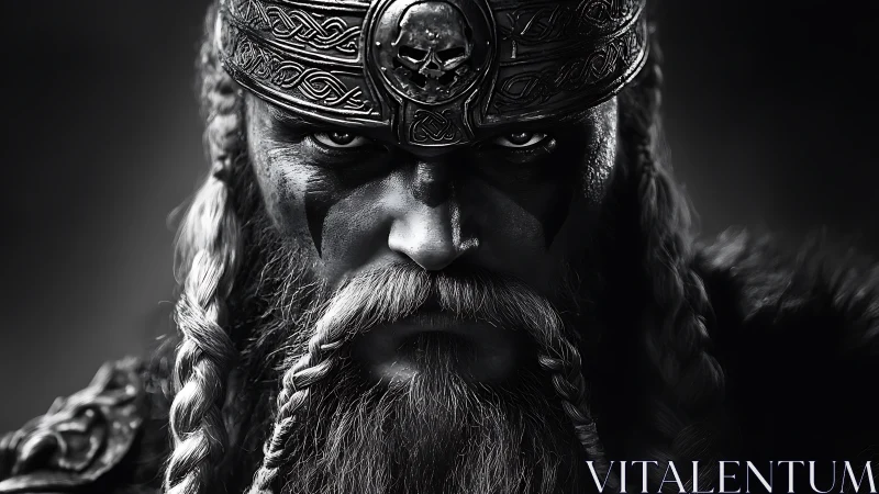 Storm-eyed Viking warlord carved from midnight steel.