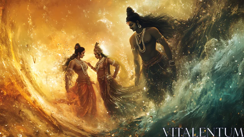 Celestial warriors trade secrets where fire meets the sea