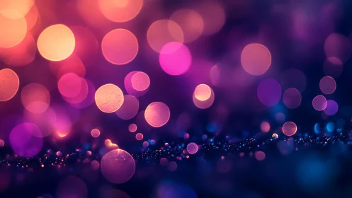 Vibrant Bokeh Lights in Abstract Purple and Orange Style.