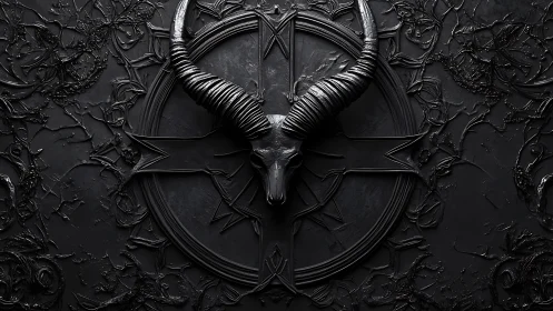 Horned midnight sigil crowned in sculpted black silence.