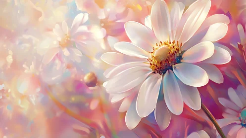 Luminous Daisies. Soft Florals in Golden Pink Light.
