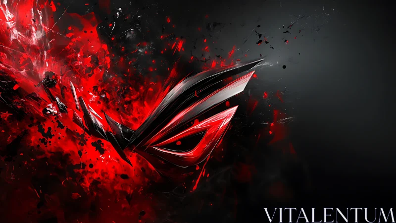 Chromed angular emblem slicing through red energy burst.