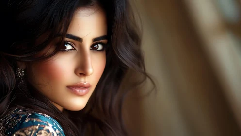 Velvet gaze in amber light, poised between hush and storm.