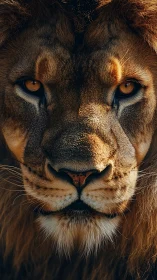 Macro facial study of lion morphology under raking light.