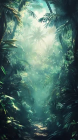 Luminescent Jungle Canopy: Atmospheric Depth Through Verdant Layers.