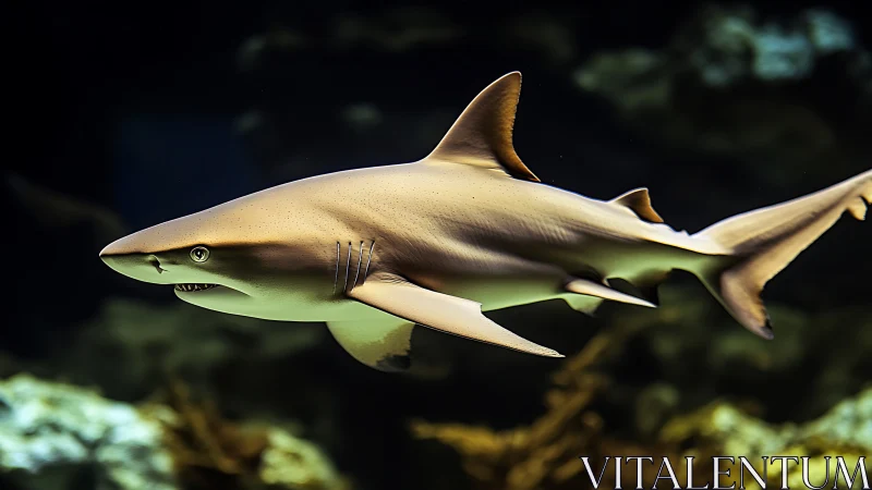 Hydrodynamic profile of reef shark in controlled aquatic light.