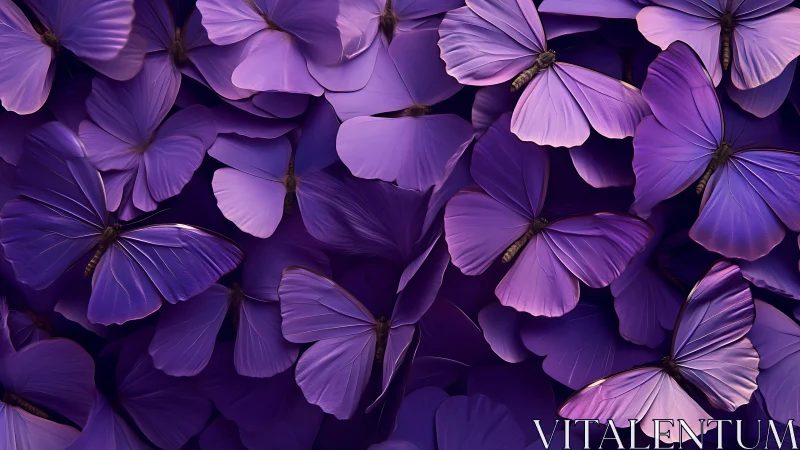 Dreamy violet butterflies gathered in a gentle twilight glow.