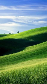 Whispering emerald hills under a slow-dancing sky.