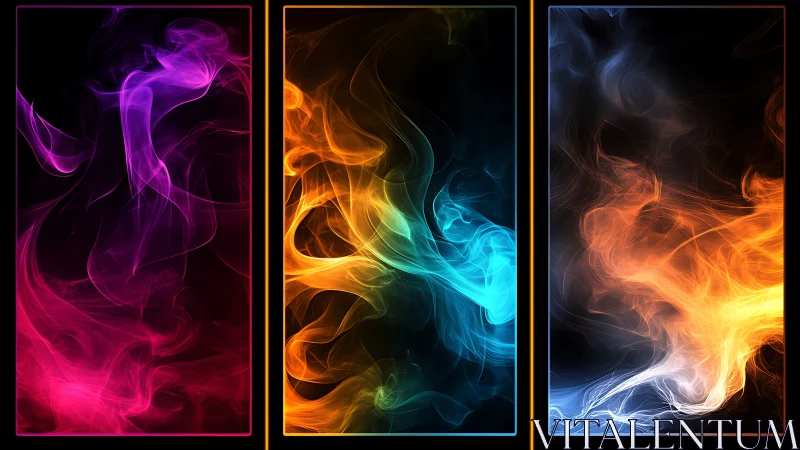 Neon Abstract Smoke. Vibrant Energy Art.