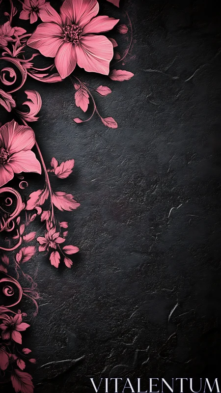 Pink Blooms Dance Against Moody Darkness.