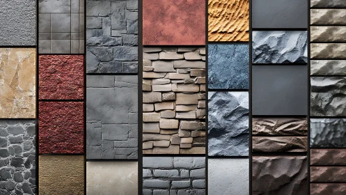 Building Material Samples: Architectural Surface Textures Showcase.