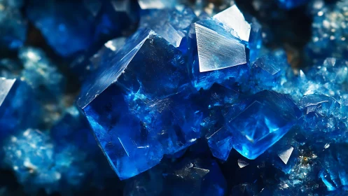 Sapphire geometry blooms in electric cobalt crystal clusters.