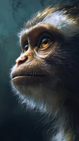 Profile portrait of a small monkey in soft side light.