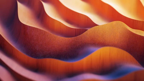 Layered undulating fabric surfaces with warm gradient illumination