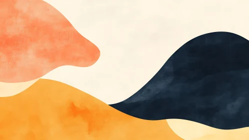 Abstract overlapping color fields form curved organic shapes