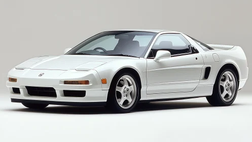 White Honda NSX studio profile with soft neutral backdrop.