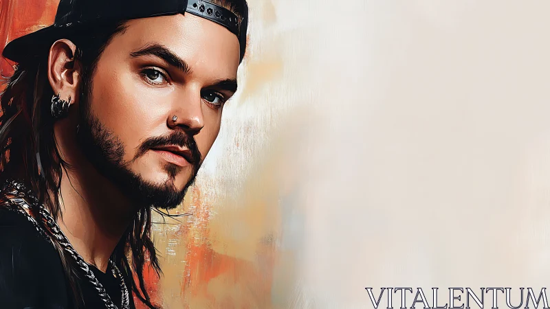 Digitally painted male portrait shows sharp detail and soft bokeh