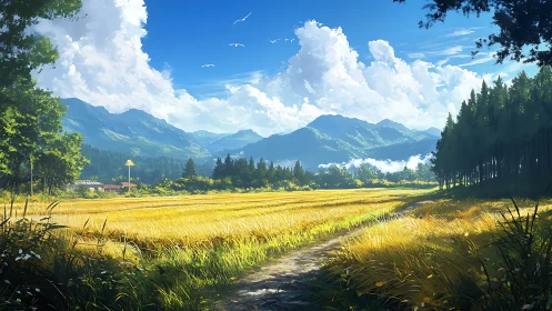 Radiant rice terraces under cumulonimbus mountain skyline.