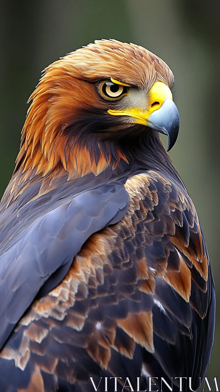 Golden eagle portrait with bold gaze and copper feathers.