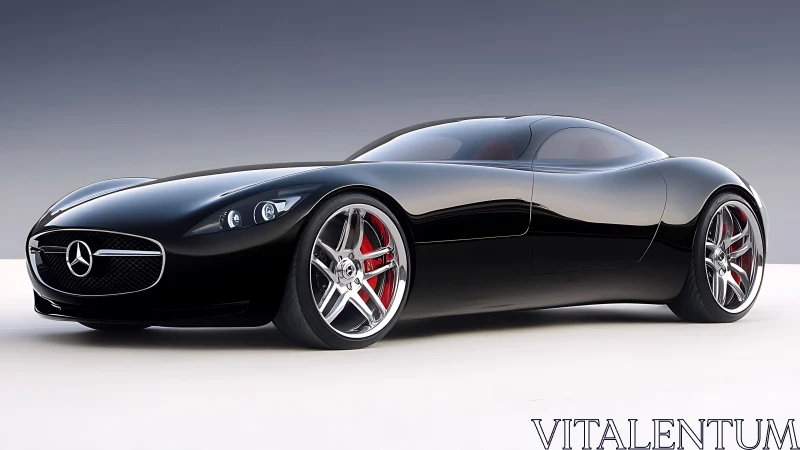 Aerodynamic black Mercedes concept coupe with sculpted reflective body