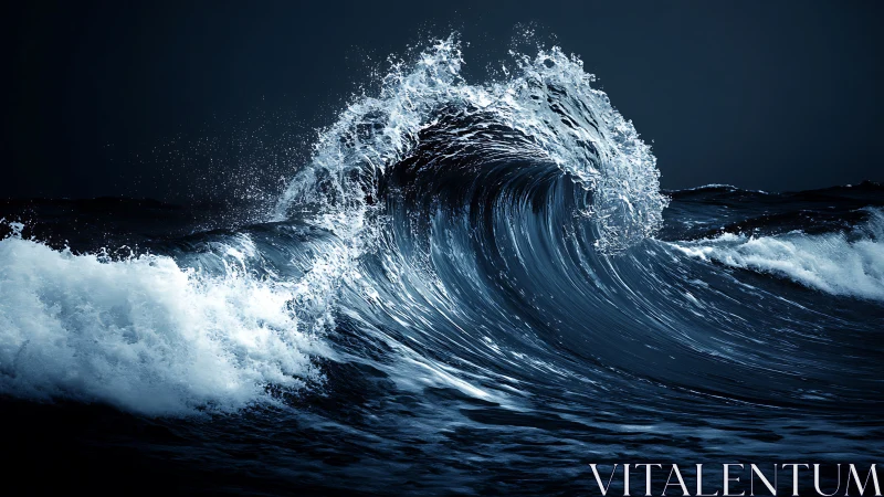 High-contrast nocturnal breaker with dynamic fluid curvature.