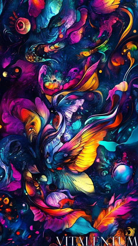 Iridescent cosmic flora swirling through nebular gradients.