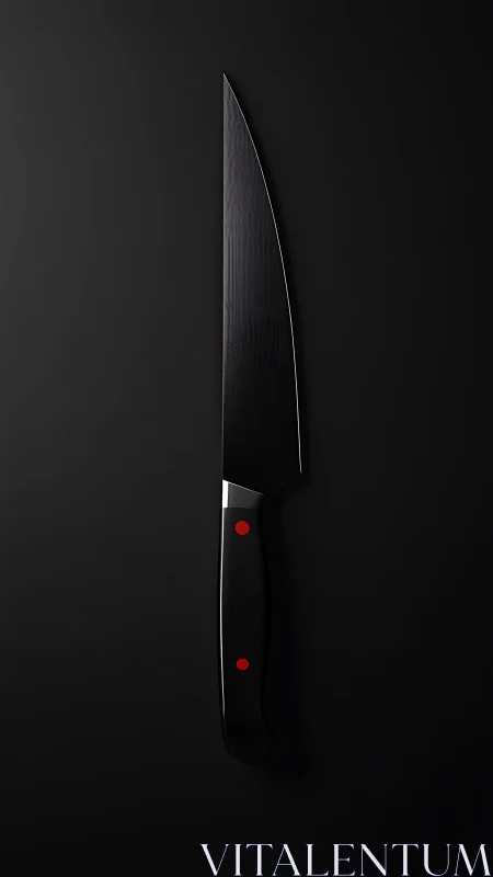 Professional Chef's Knife with Red Handle Details.