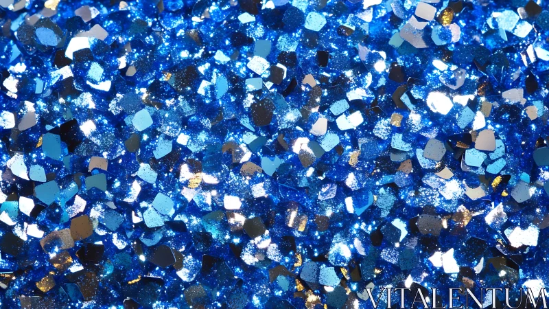 Electric sapphire glitter storm in shimmering close-up view.