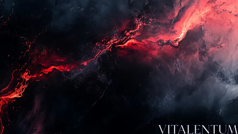 Flowing Lava Streaks Against Nocturnal Atmosphere with Intense Radiance