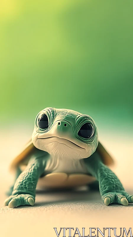Hyperreal baby turtle portrait uses shallow depth of field