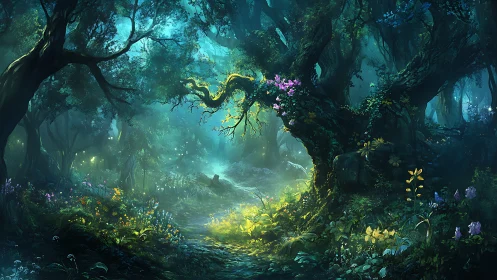 Ethereal Forest Canopy: Volumetric Light Through Ancient Woodland Architecture