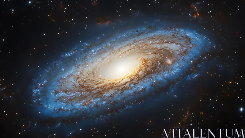 Face-on barred spiral galaxy with bright core and blue halo