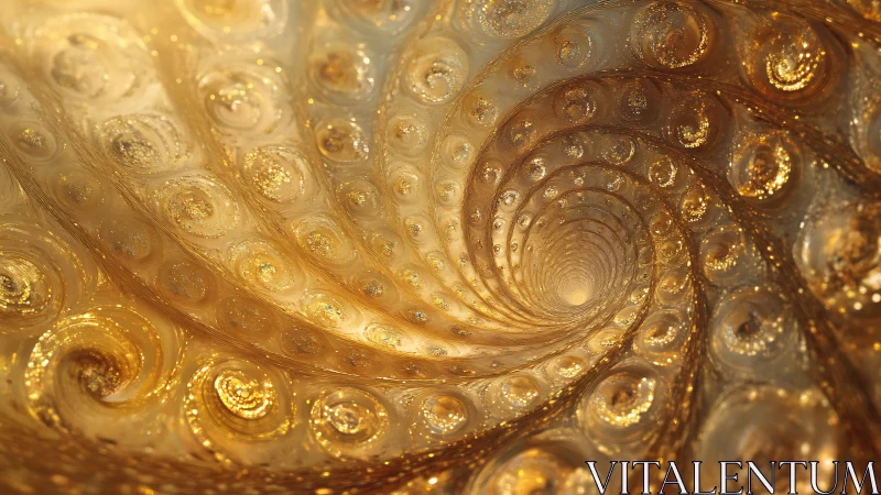 Golden fractal vortex forms luminous recursive spiral geometry