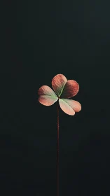 Macro study of tri-lobed clover leaf against deep black field